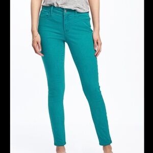 Old Navy RockStar Super Skinny Jeans Women's Teal Blue Green Mid Rise Denim